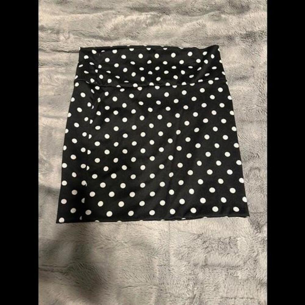 Vintage Polka Dot Black & White Skirt - Size S